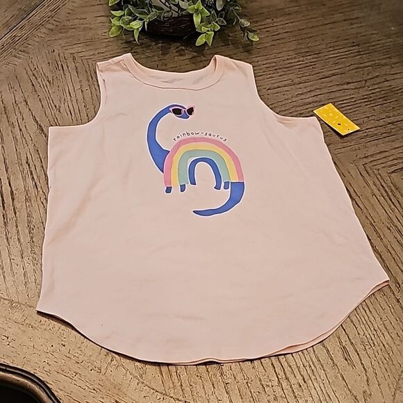 Rainbow-saurus muscle tank top size L 100% cotton girls 12-14 - Picture 5 of 5